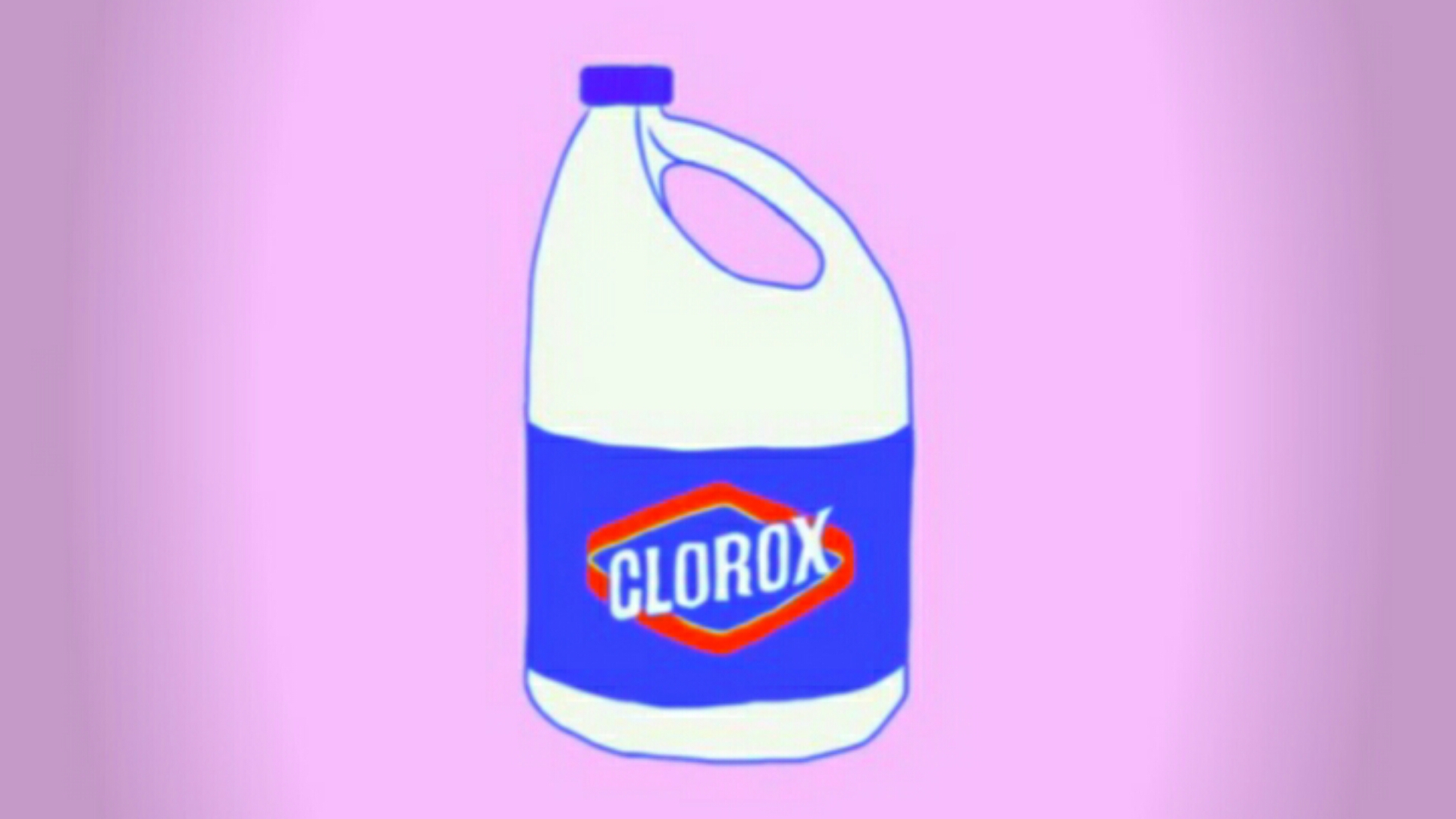 It is a bottle of Clorox with a bright pink back round, sort of the ghetto-...